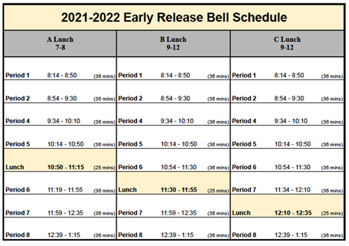 early release bell schedule