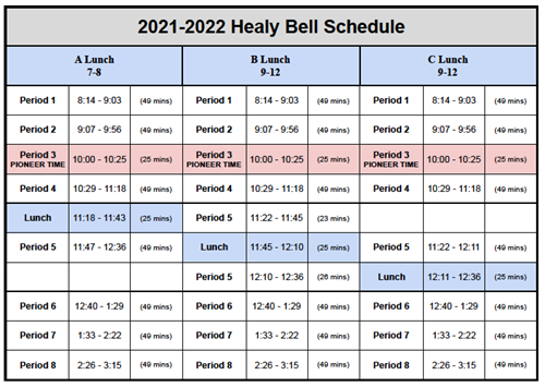 Healy Bell Schedule